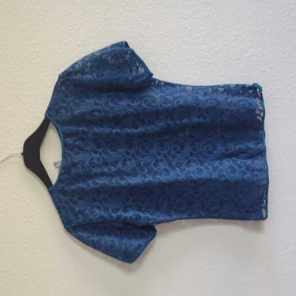 Lace vintage natori multicolor short sleeve top - Picture 4 of 4